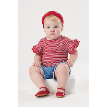 Blusa Infantil Listrada Navy Vermelho - Up Baby
