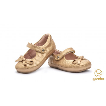 Sapato Menina Napa Glitter Ouro - Gambo