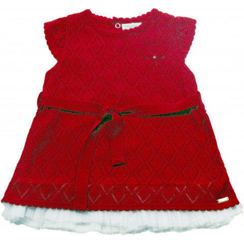 Vestido Tricot Ponto Losangos Vermelho - Noruega