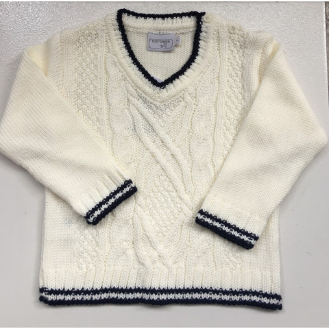 Sweater Kids Tranças Aran Branco - Noruega 