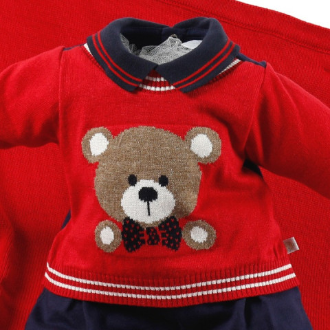 Saída de Maternidade Tricot Urso Vermelho - Beth Bebê